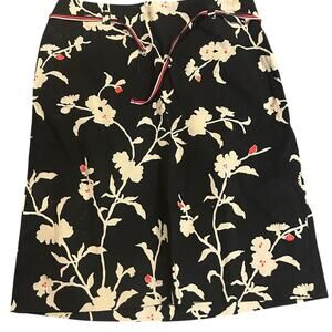 Ann Taylor LOFT Black Ivory Floral Cotton Skirt Women’s Size 4